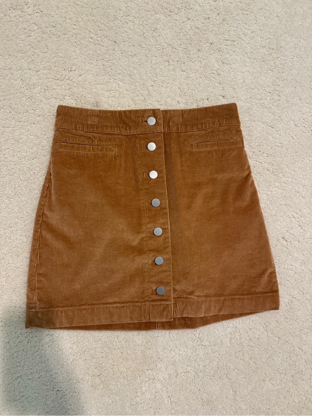 Aritzia Wilfred Free Chestnut Corduroy Button-Front Mini Skirt